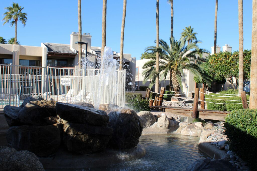 Fountain Area With Bridge